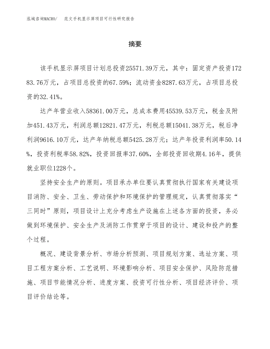 范文手机显示屏项目可行性研究报告(立项申请).docx_第2页