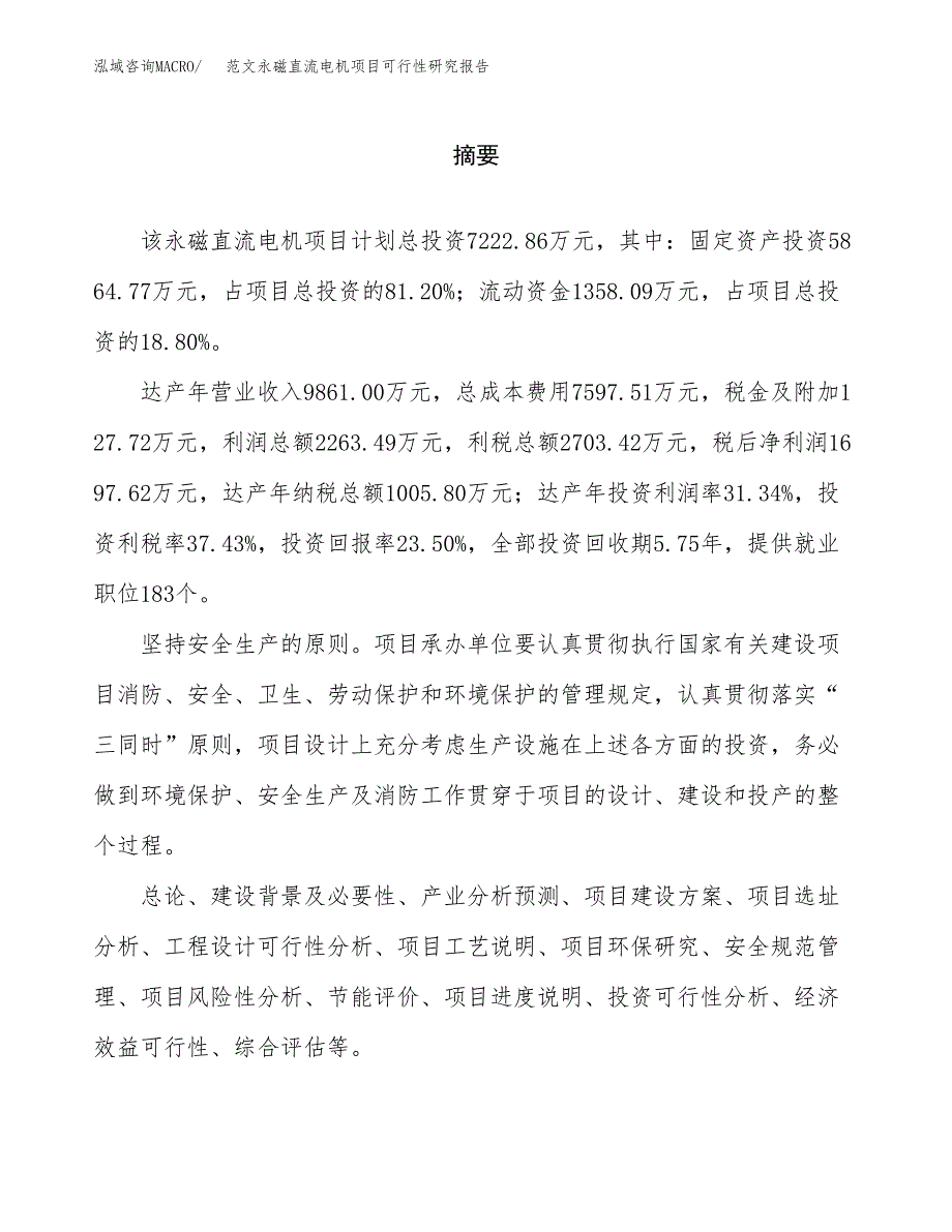 范文永磁直流电机项目可行性研究报告(立项申请).docx_第2页