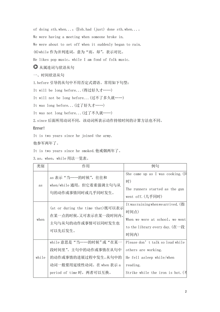 2019高考英语 语法突破四大篇 第四部分 专题3 并列句和状语从句讲义_第2页