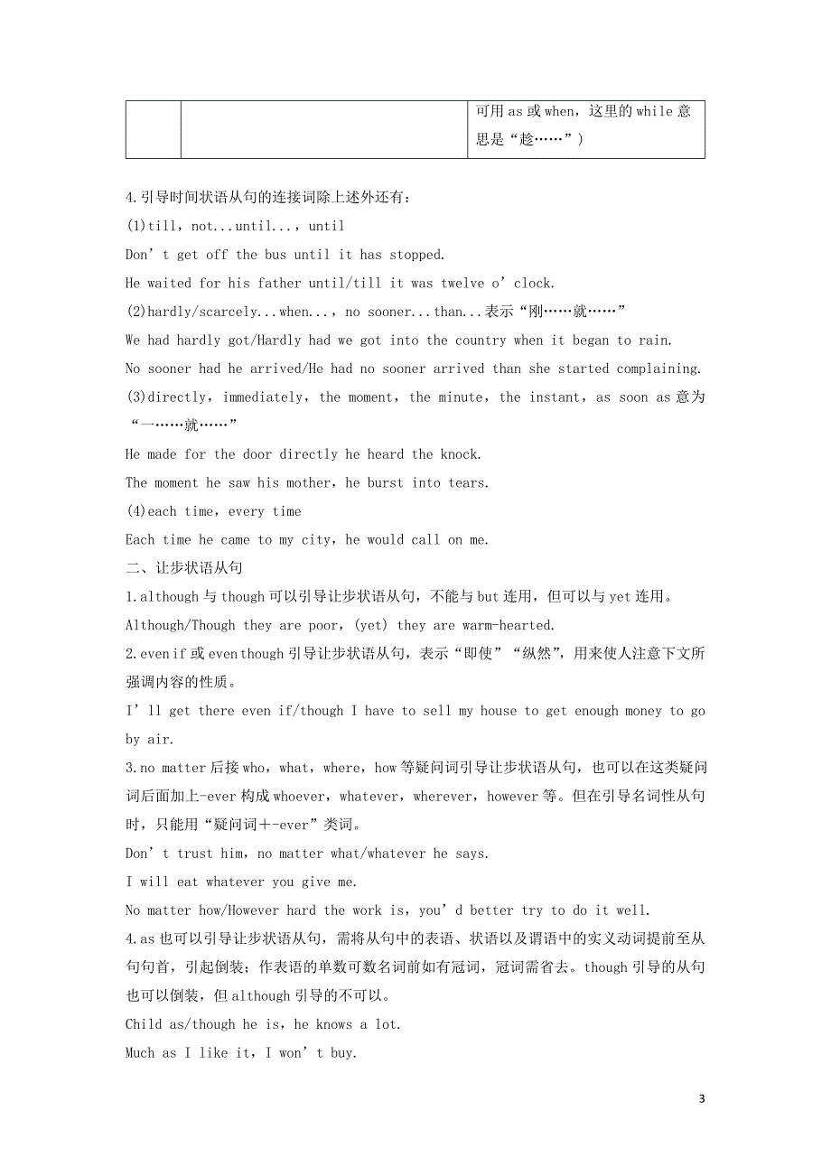 2019高考英语 语法突破四大篇 第四部分 专题3 并列句和状语从句讲义_第3页