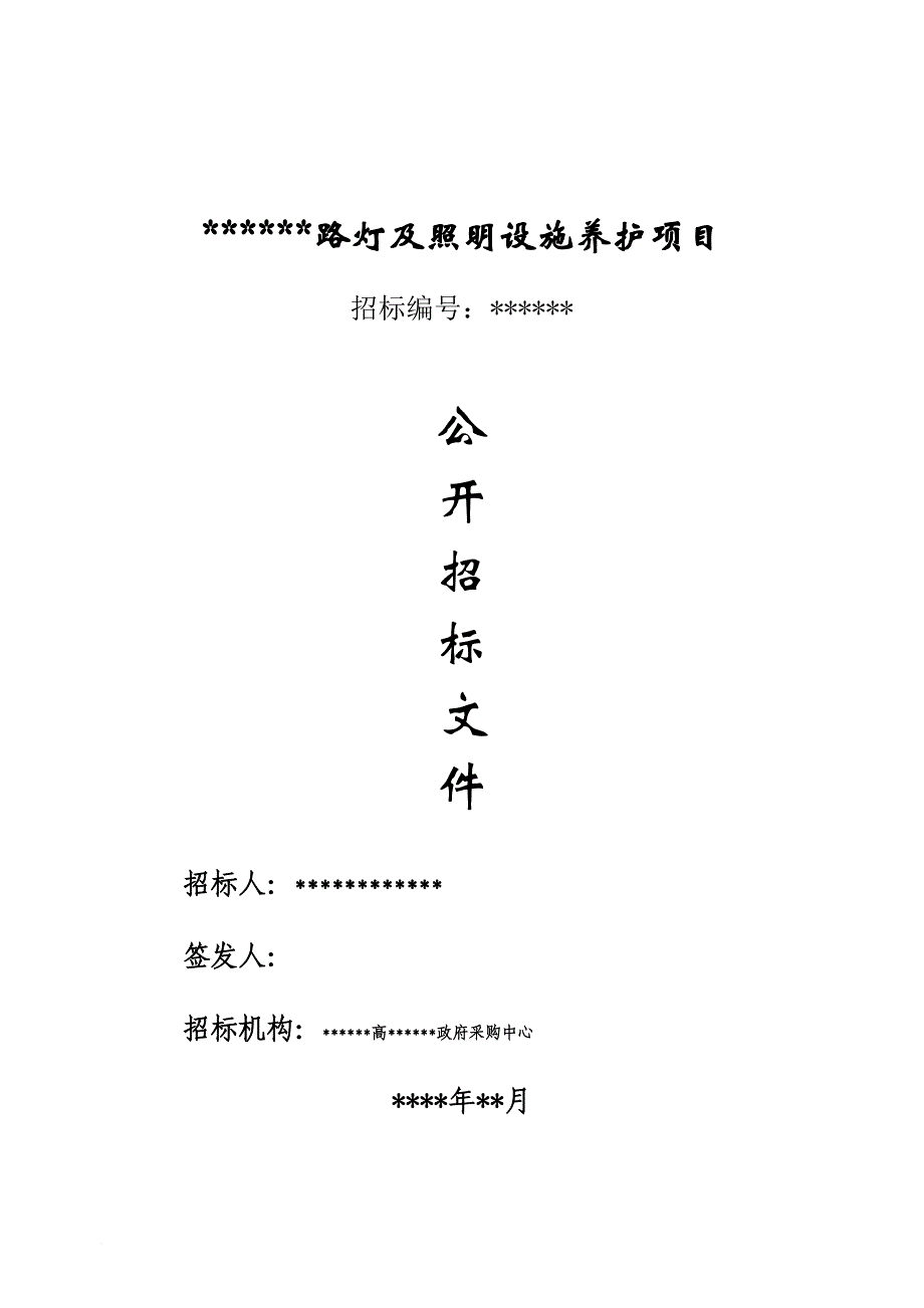 某路灯及照明设施养护项目公开招标文件.doc_第1页