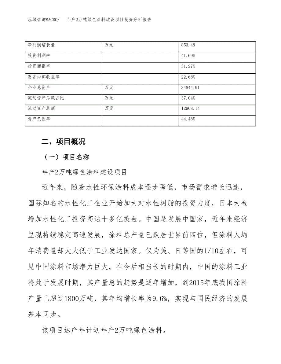 年产2万吨绿色涂料建设项目投资分析报告 (32)_第5页