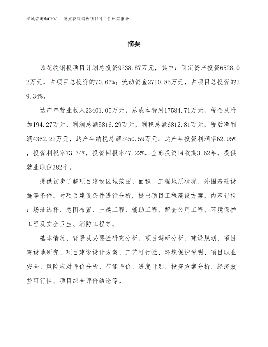 范文花纹钢板项目可行性研究报告(立项申请).docx_第2页