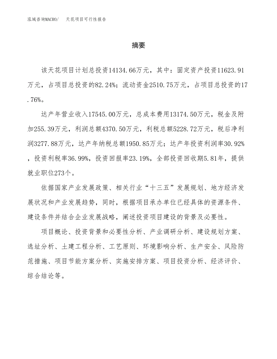 天花项目可行性报告范文（总投资14000万元）.docx_第2页