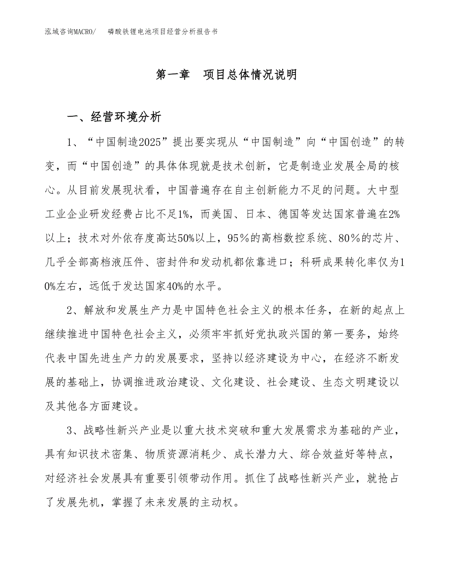 磷酸铁锂电池项目经营分析报告书（总投资12000万元）（49亩）.docx_第2页