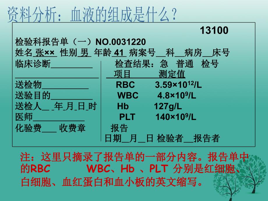 2017春七年级生物下册 第4章 第1节 流动的组织&mdash;&mdash;血液课件 （新版）新人教版_第4页