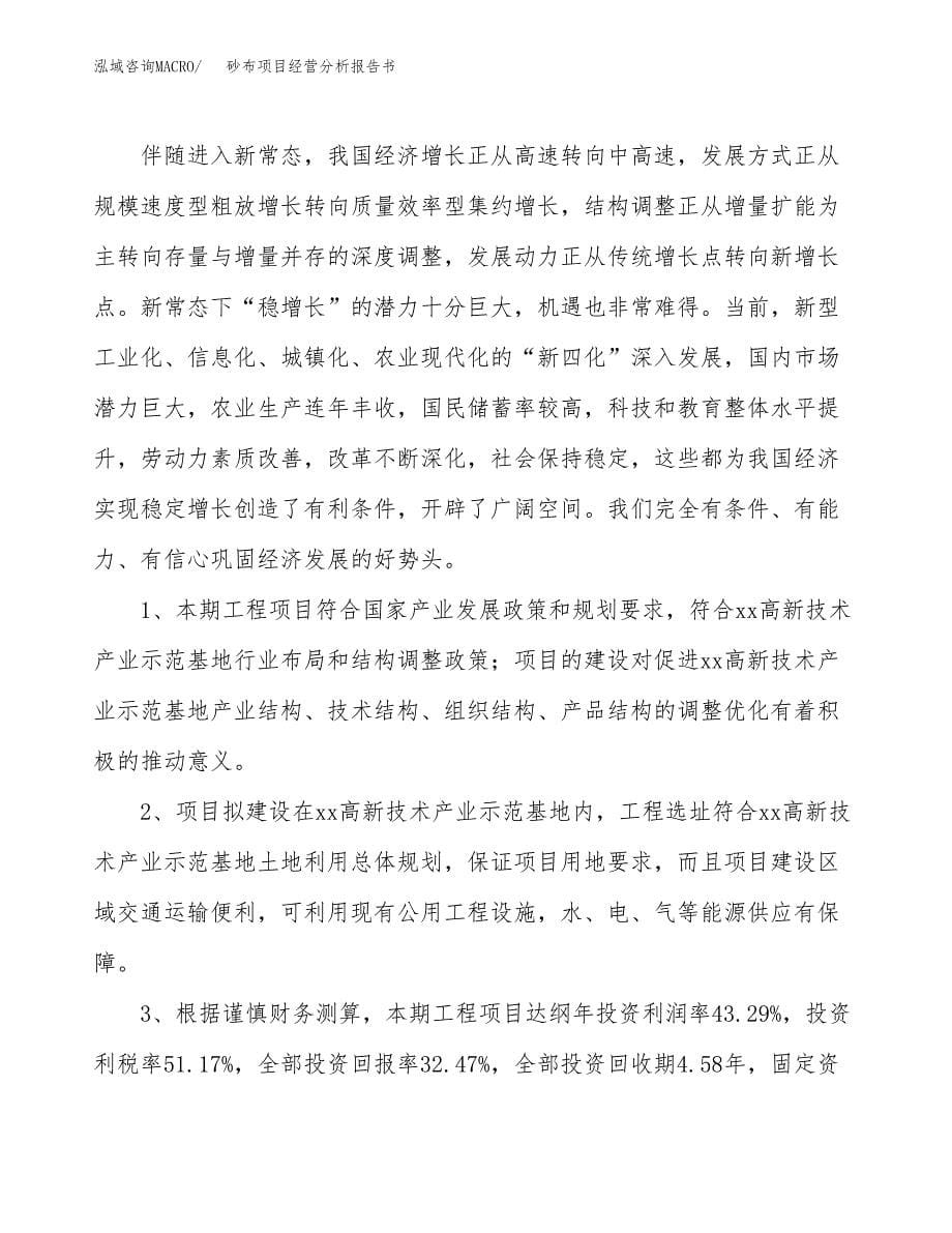 砂布项目经营分析报告书（总投资10000万元）（46亩）.docx_第5页