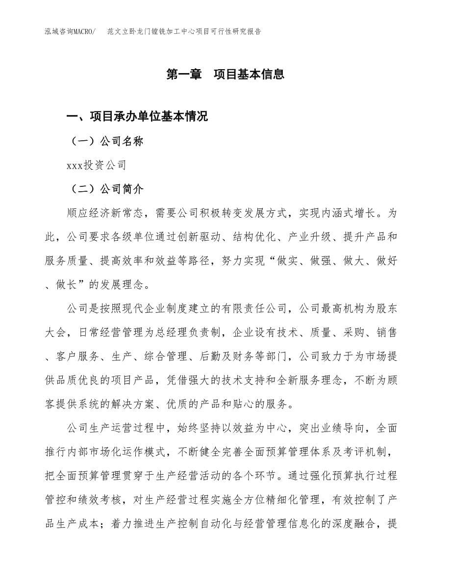 范文立卧龙门镗铣加工中心项目可行性研究报告(立项申请).docx_第5页