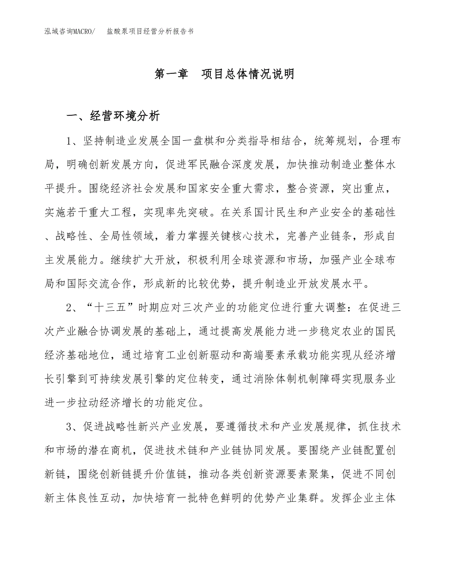 盐酸泵项目经营分析报告书（总投资7000万元）（28亩）.docx_第2页