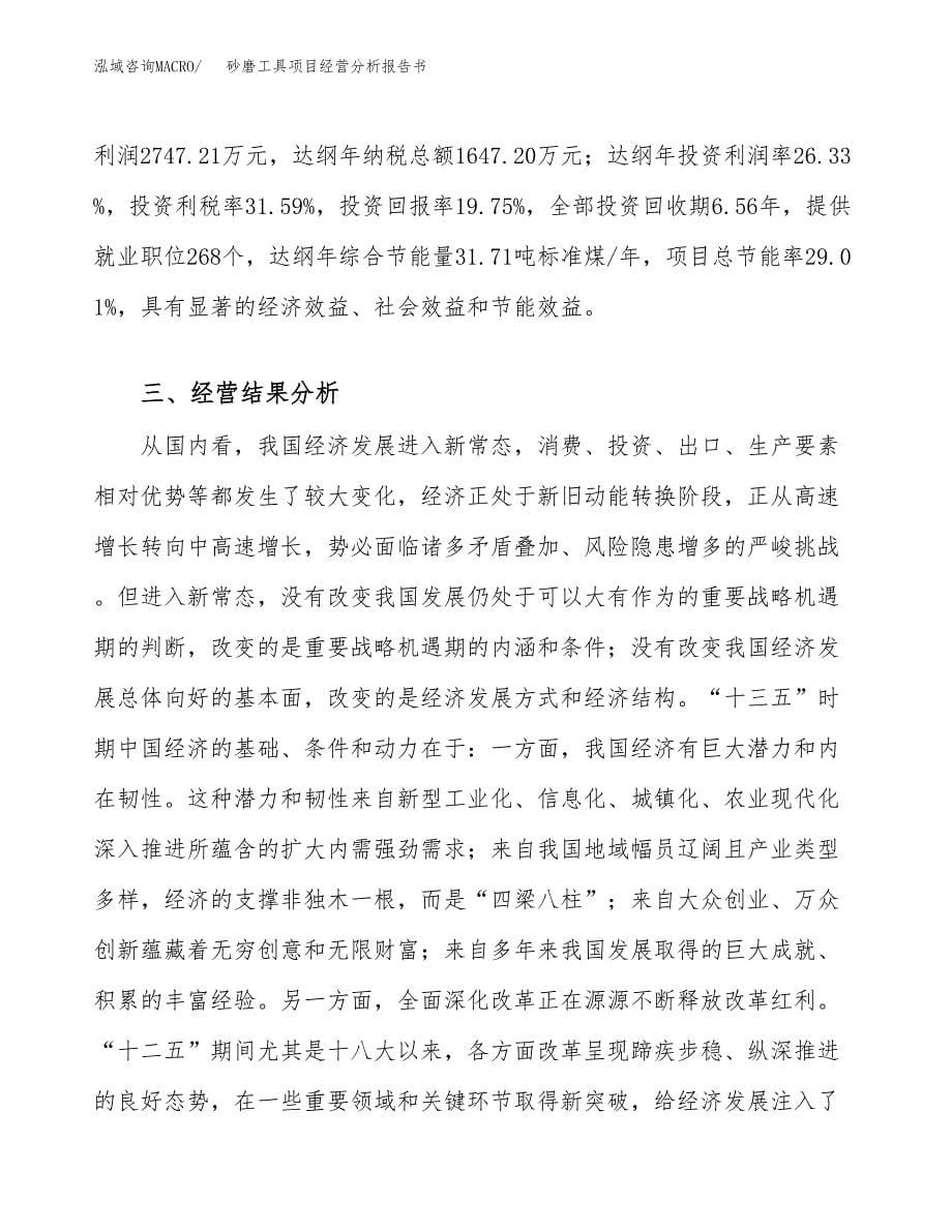 砂磨工具项目经营分析报告书（总投资14000万元）（62亩）.docx_第5页