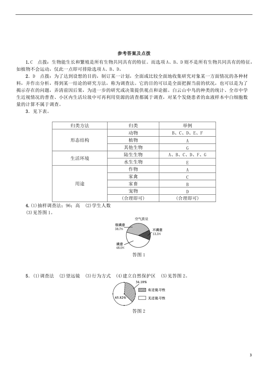 2018届中考生物复习 第一单元 第一章培优练_第3页