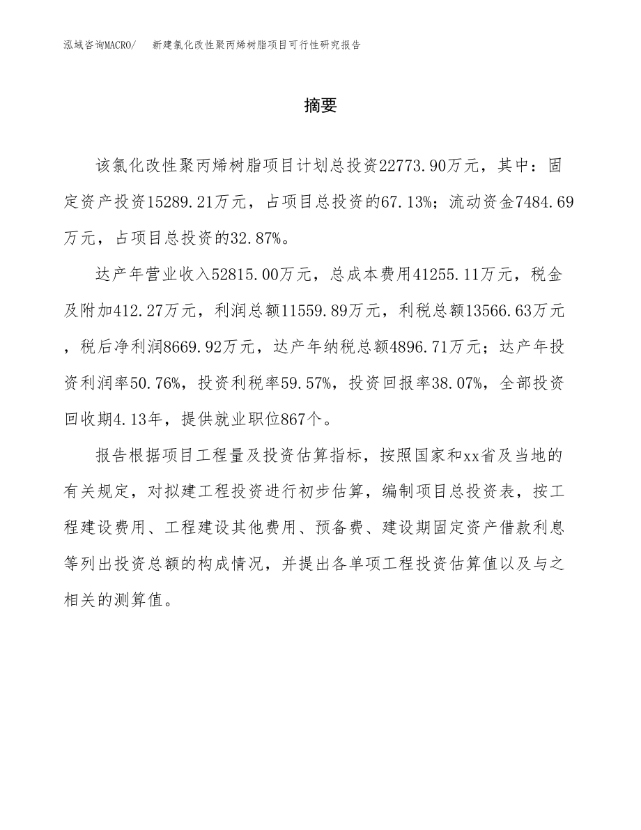 新建氯化改性聚丙烯树脂项目可行性研究报告（立项申请模板）_第2页