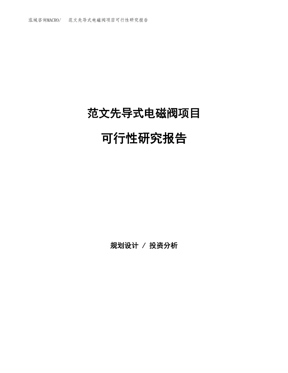 范文先导式电磁阀项目可行性研究报告(立项申请).docx_第1页