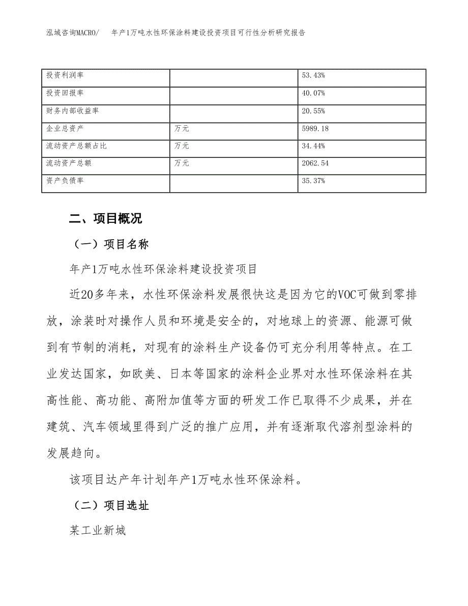 年产1万吨水性环保涂料建设投资项目可行性分析研究报告 (25)_第5页