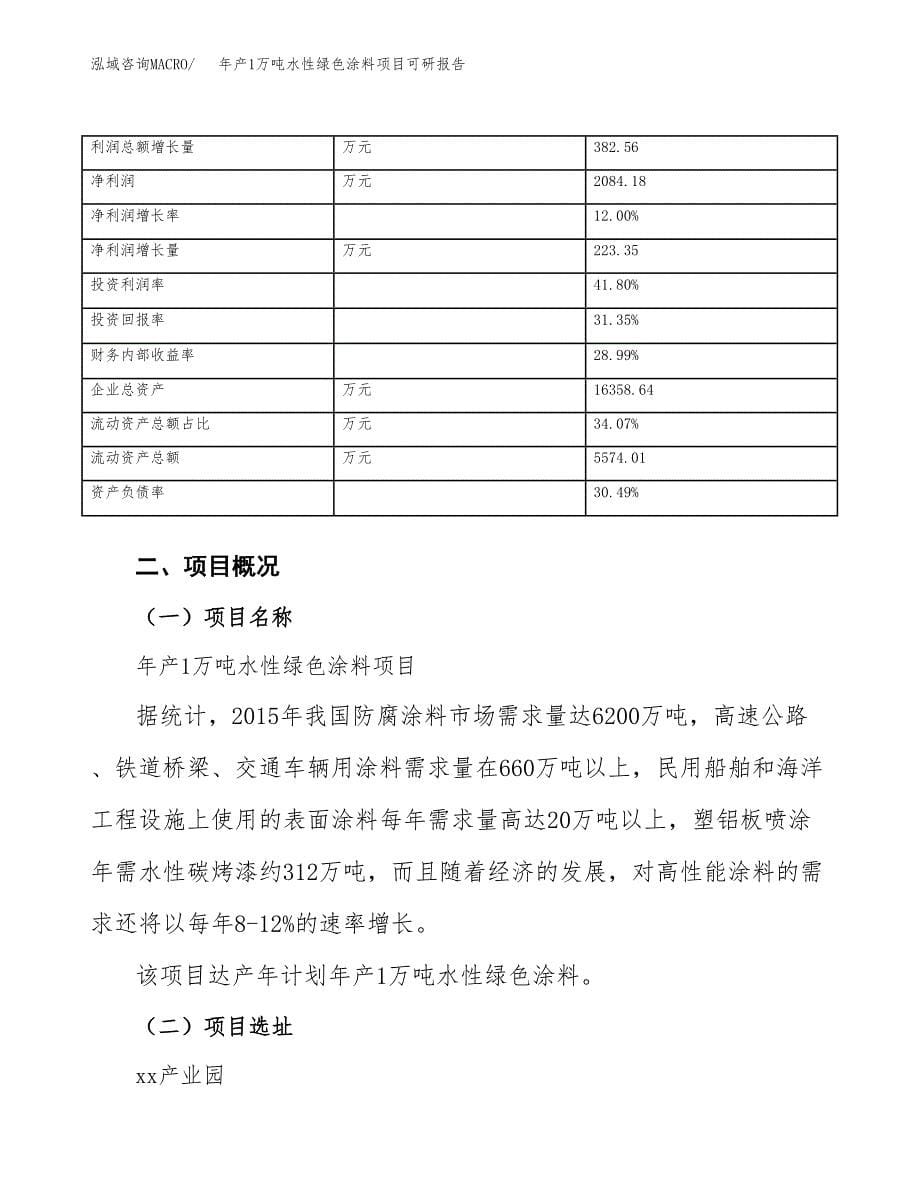 年产1万吨水性绿色涂料项目可研报告 (30)_第5页