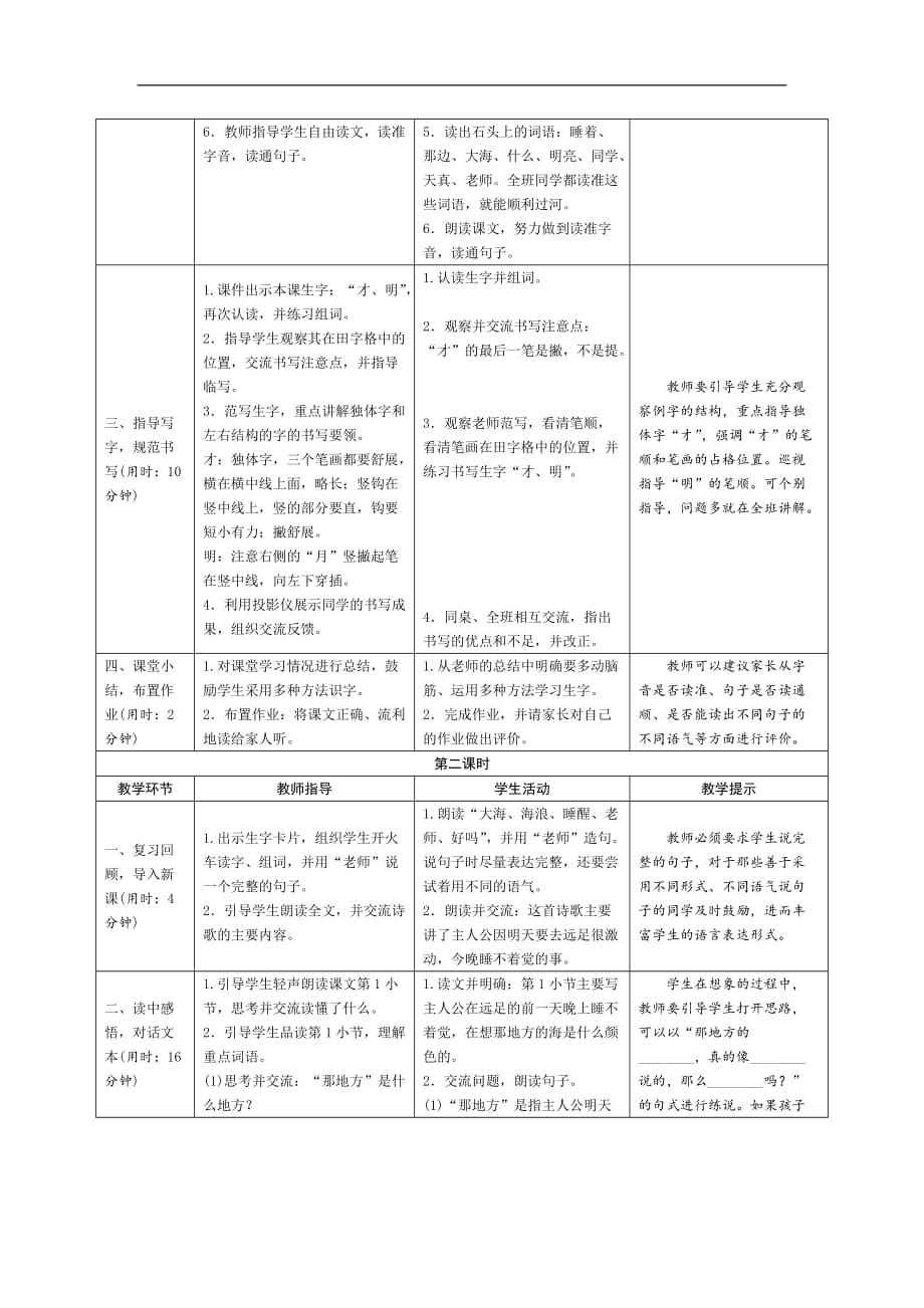 一年级上册语文导学案-9《明天要远足》人教（部编版）_第2页