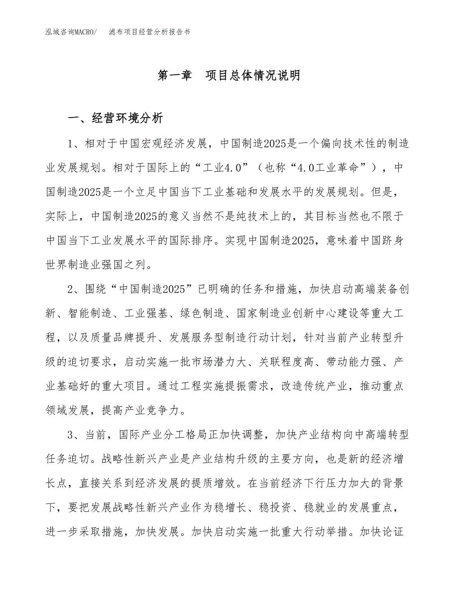 滤布项目经营分析报告书（总投资18000万元）（77亩）.docx_第2页