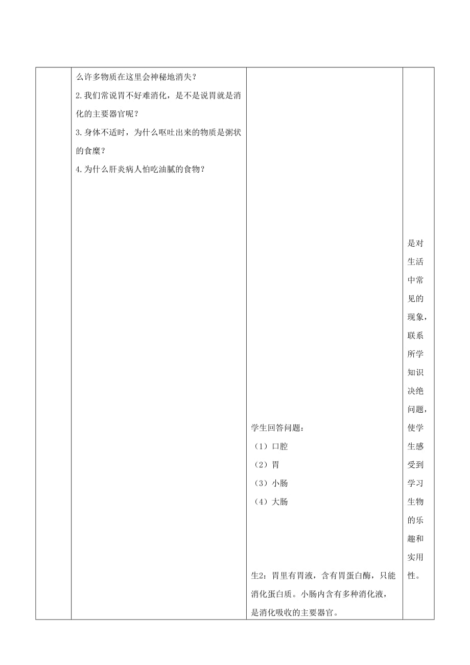 2017年春季七年级生物下册 3.1.2 消化和吸收教案4 （新版）济南版_第4页