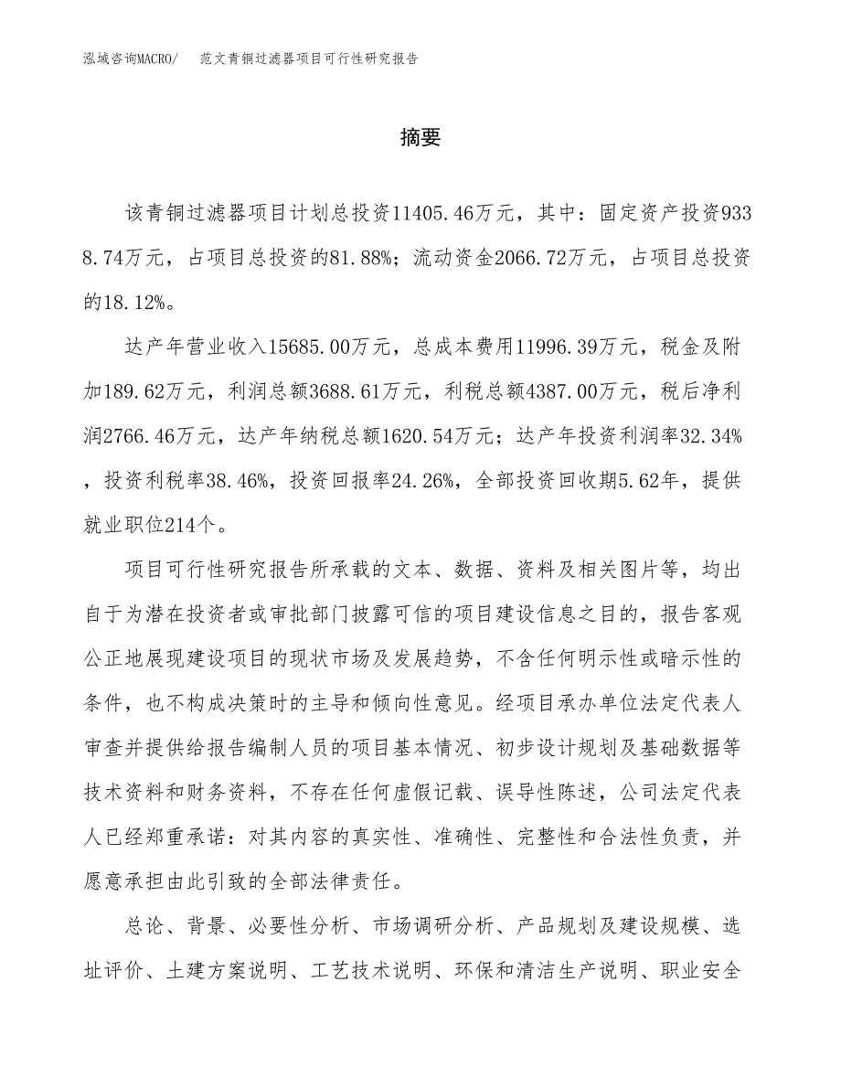 范文青铜过滤器项目可行性研究报告(立项申请).docx_第2页