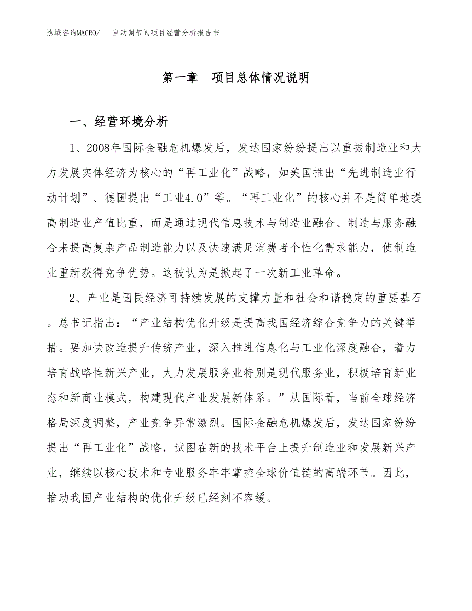 自动调节阀项目经营分析报告书（总投资19000万元）（77亩）.docx_第2页