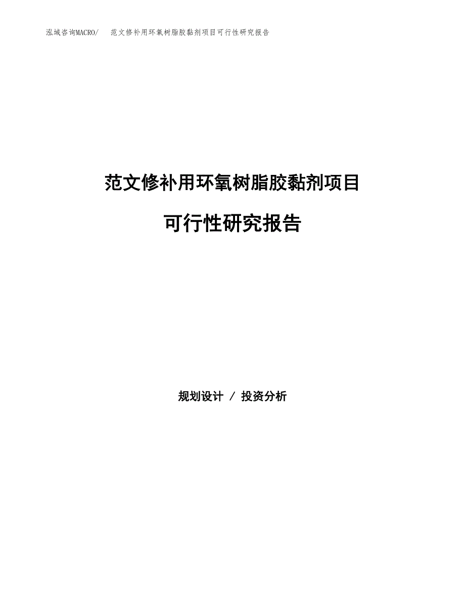 范文修补用环氧树脂胶黏剂项目可行性研究报告(立项申请).docx_第1页