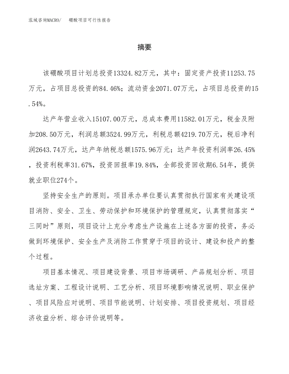 硼酸项目可行性报告范文（总投资13000万元）.docx_第2页