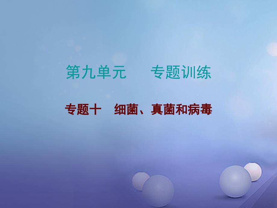 2018年中考生物总复习 专题十 细菌、真菌和病毒课件_第1页