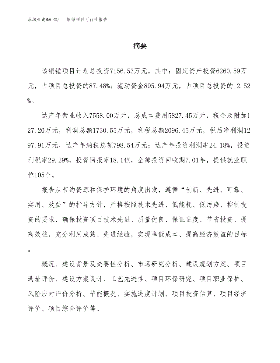 铜锤项目可行性报告范文（总投资7000万元）.docx_第2页