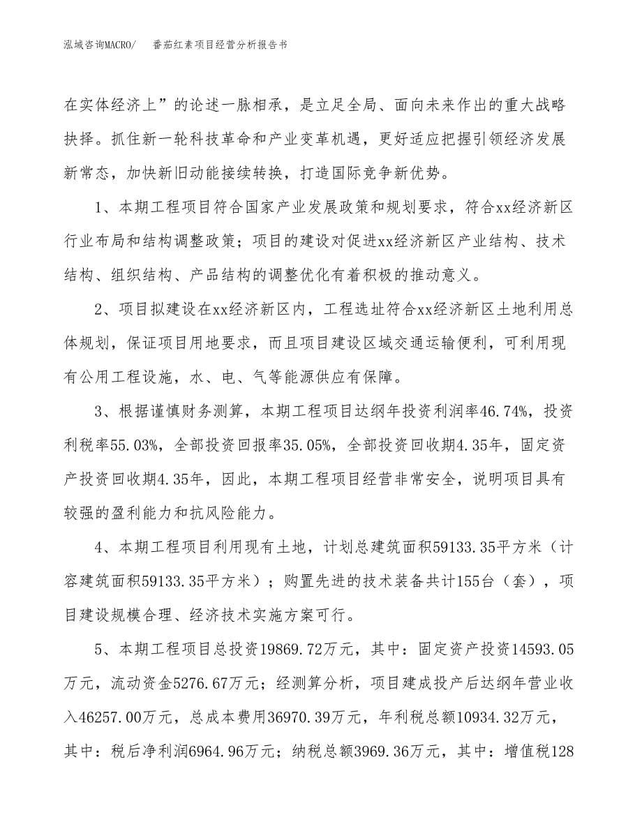 番茄红素项目经营分析报告书（总投资20000万元）（80亩）.docx_第5页