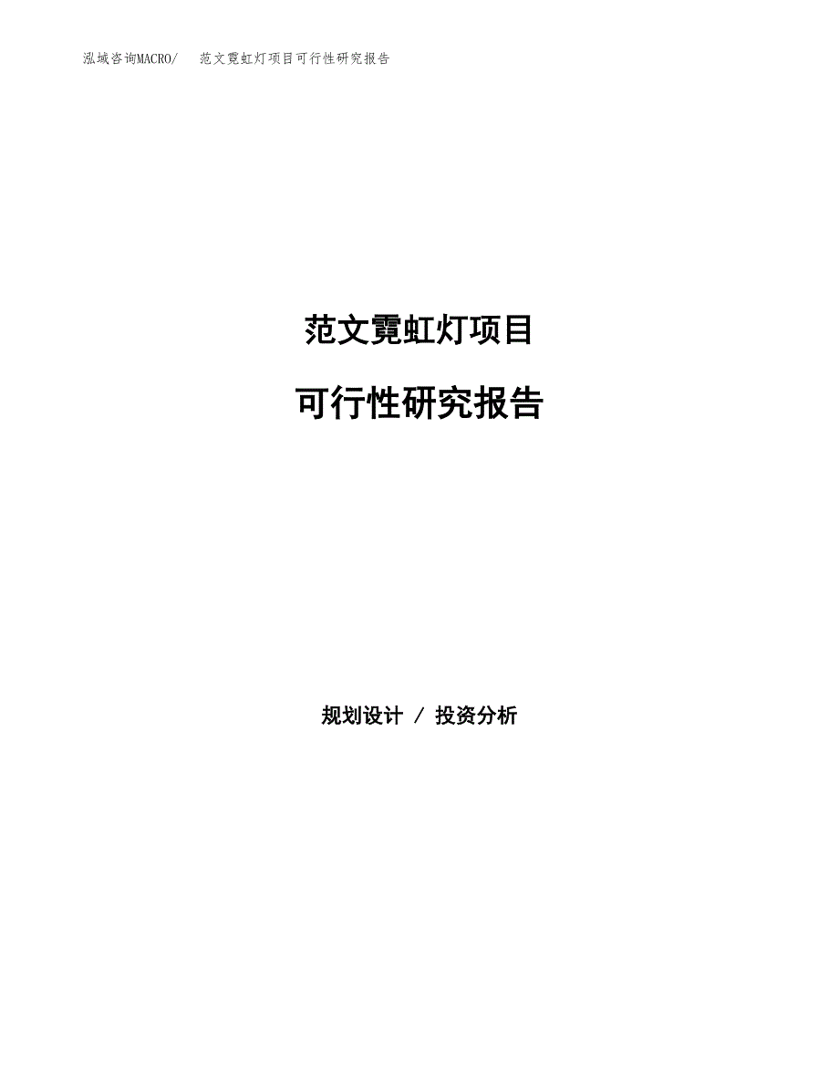 范文霓虹灯项目可行性研究报告(立项申请).docx_第1页