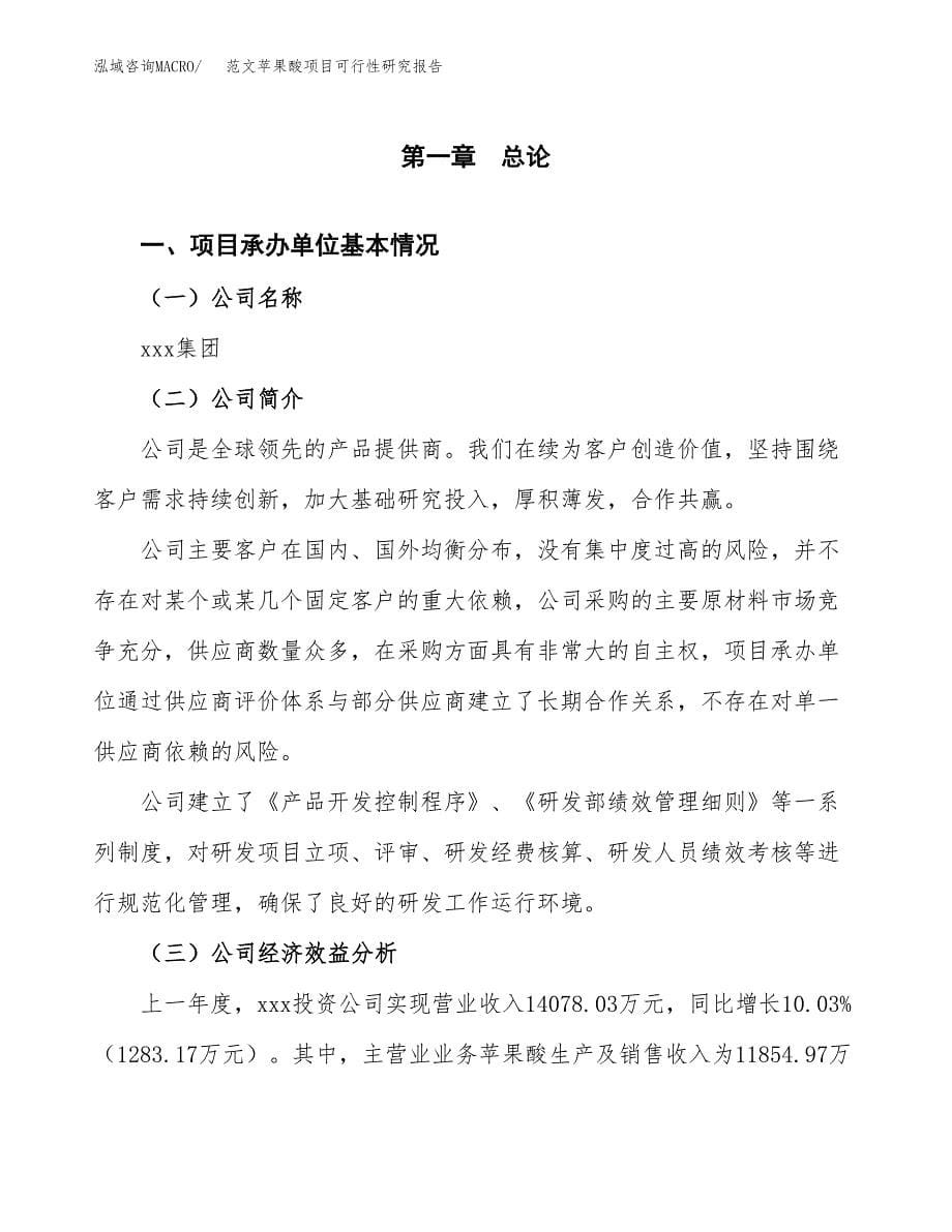 范文苹果酸项目可行性研究报告(立项申请).docx_第5页