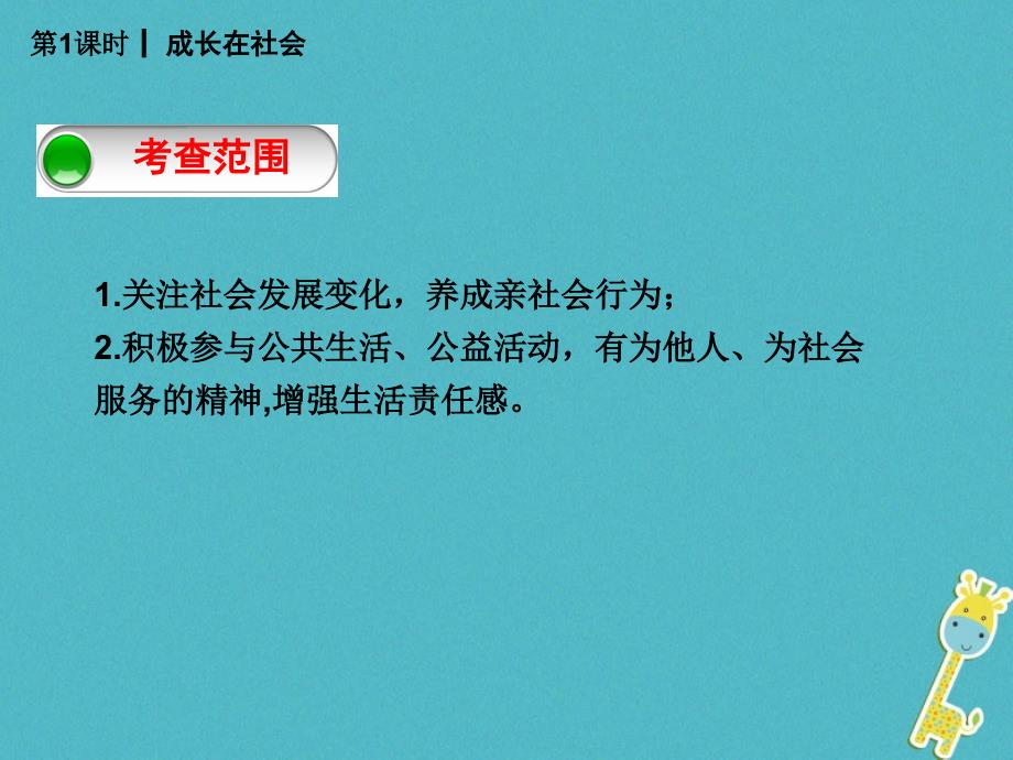 2018届中考政治一轮复习 第1课 成长在社会课件_第2页