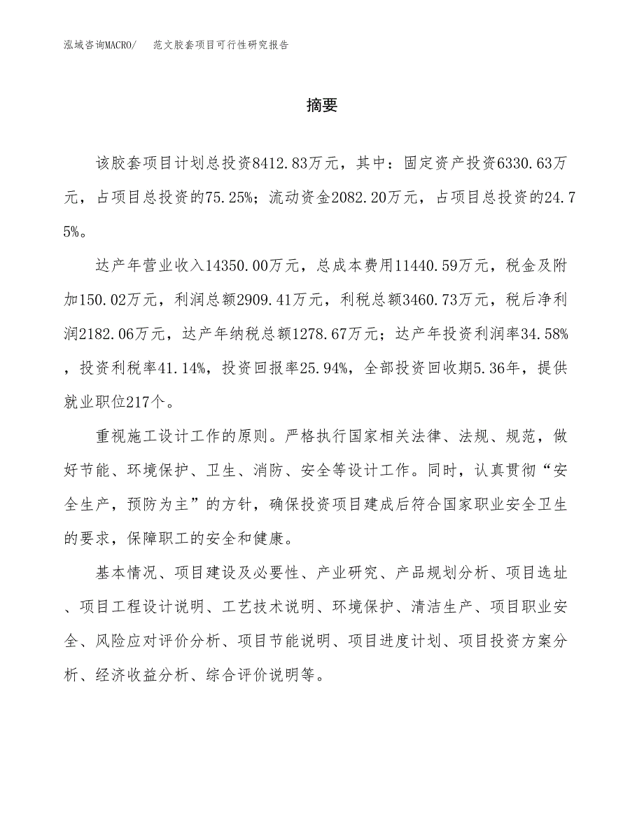 范文胶套项目可行性研究报告(立项申请).docx_第2页