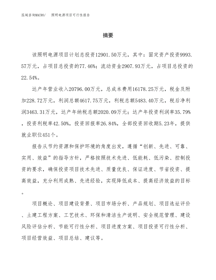 照明电源项目可行性报告范文（总投资13000万元）.docx_第2页