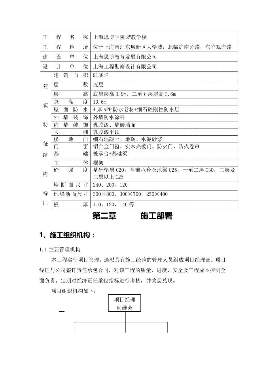 上海某学院教学楼施工组织设计编制说明.doc_第5页