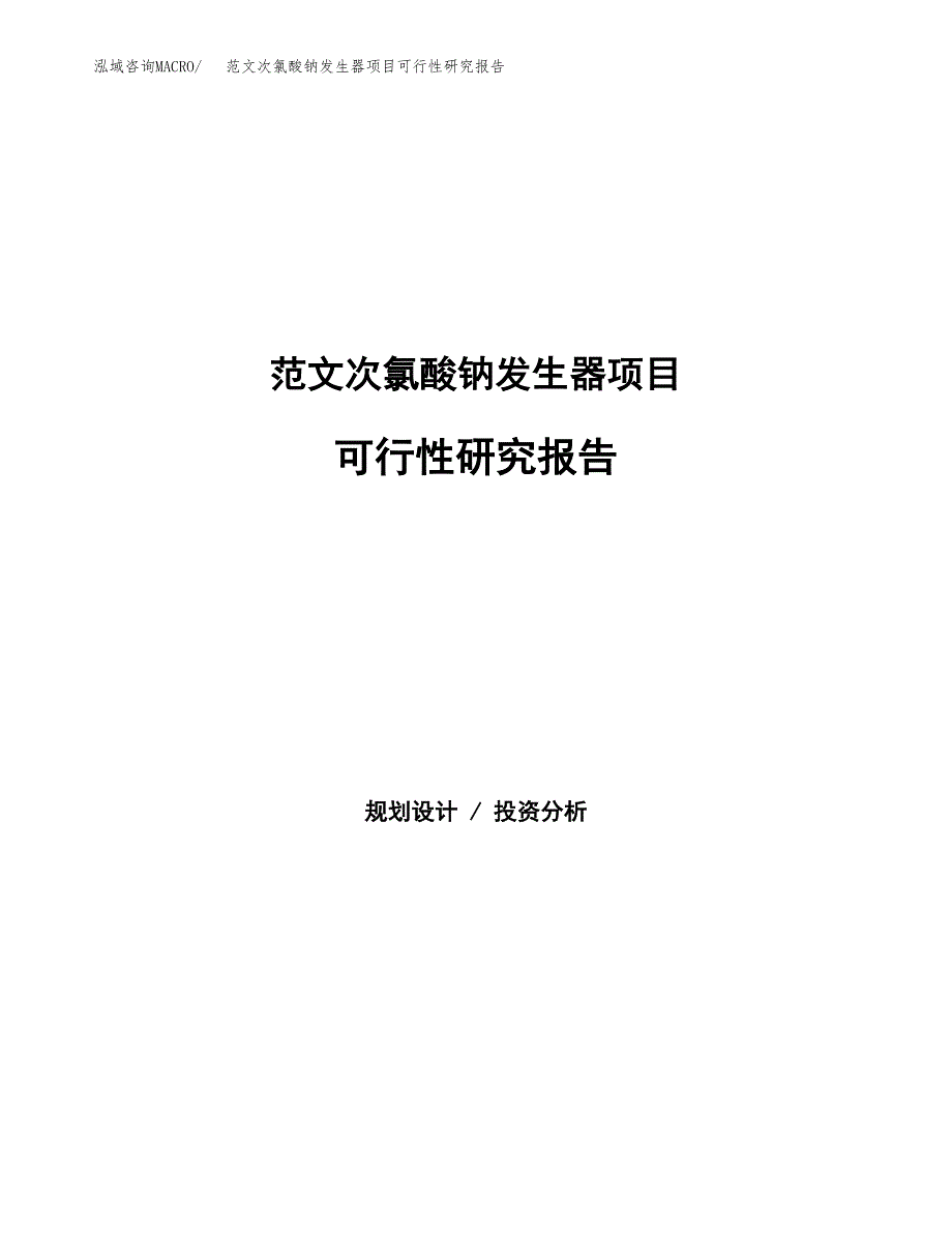 范文次氯酸钠发生器项目可行性研究报告(立项申请).docx_第1页