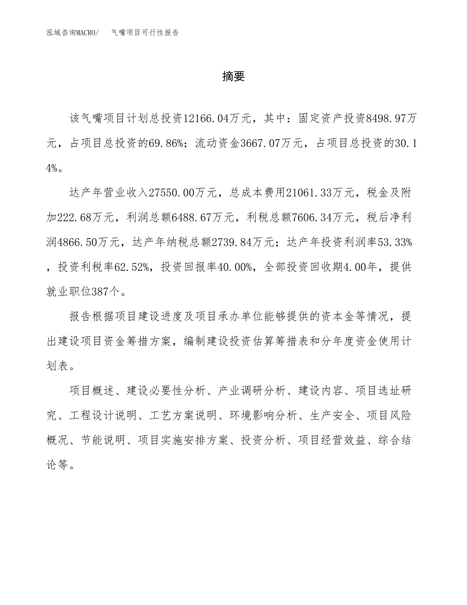 气嘴项目可行性报告范文（总投资12000万元）.docx_第2页