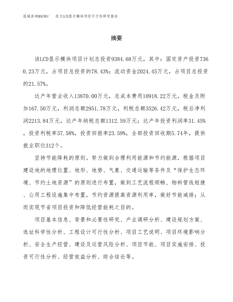 范文LCD显示模块项目可行性研究报告(立项申请).docx_第2页