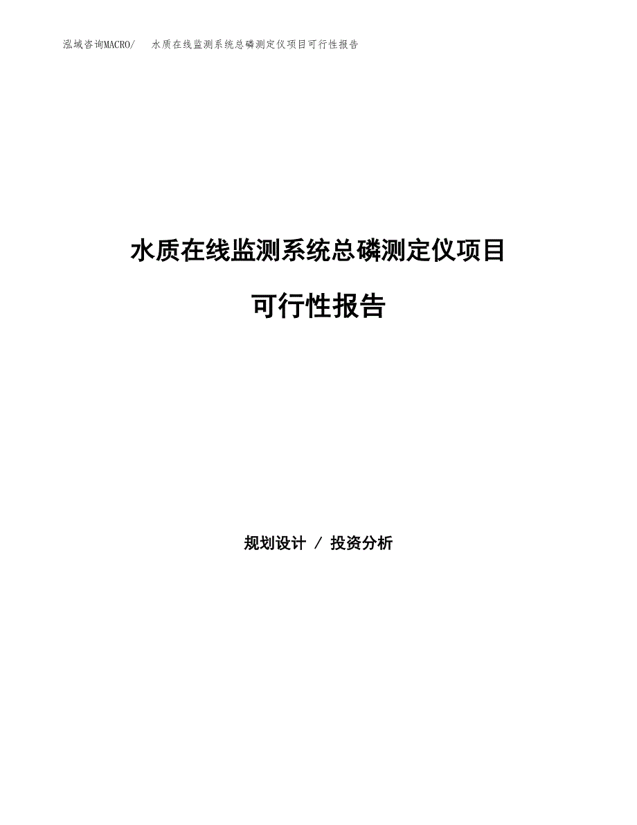 水质在线监测系统总磷测定仪项目可行性报告范文（总投资4000万元）.docx_第1页