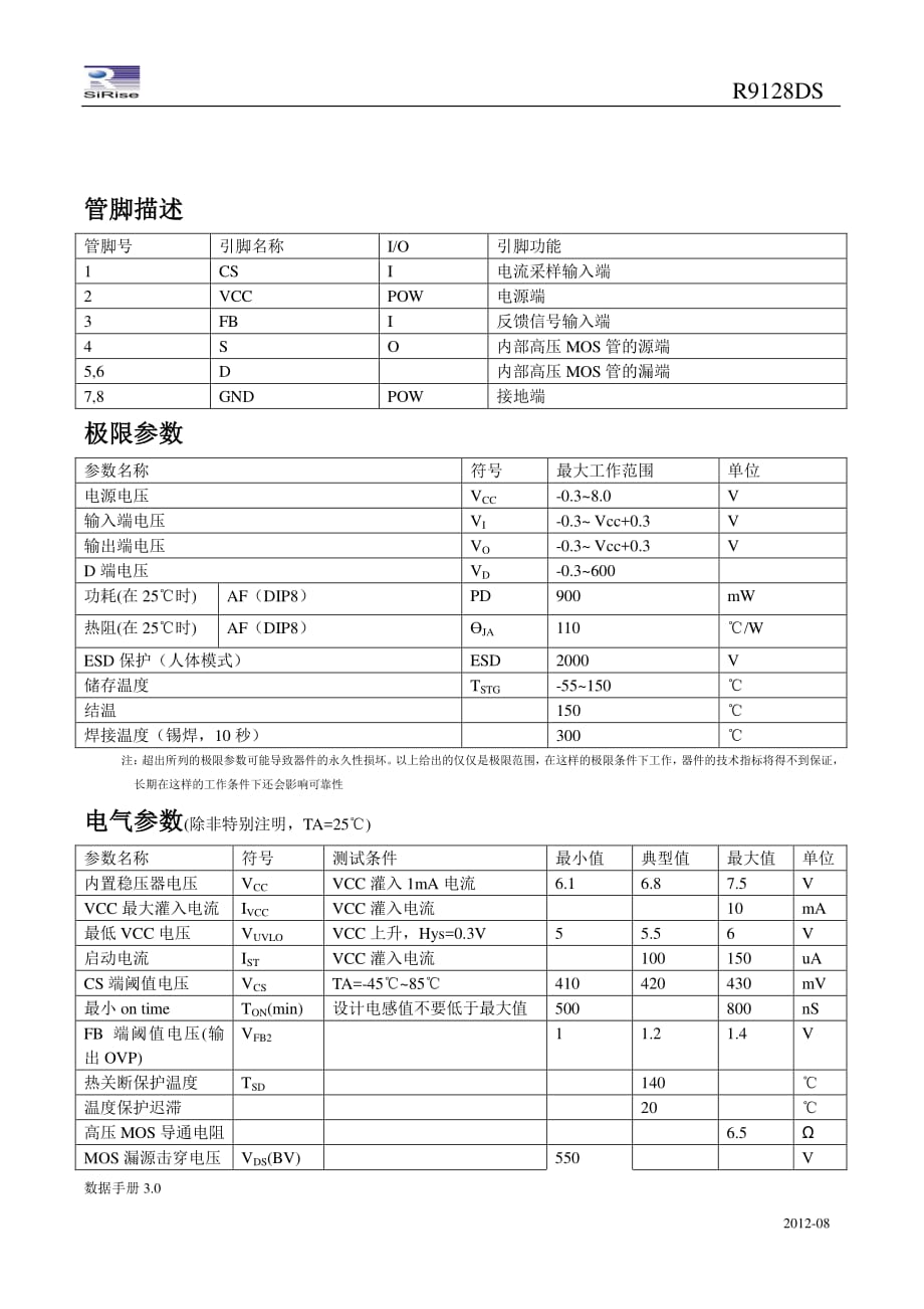 r9128ds规格书(中文版)_第2页