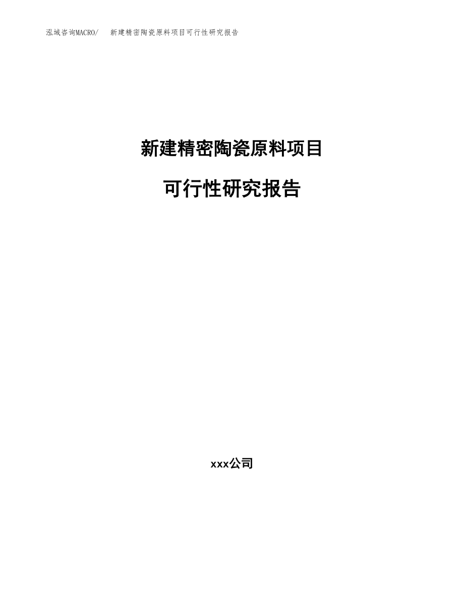 新建精密陶瓷原料项目可行性研究报告（立项申请模板）_第1页