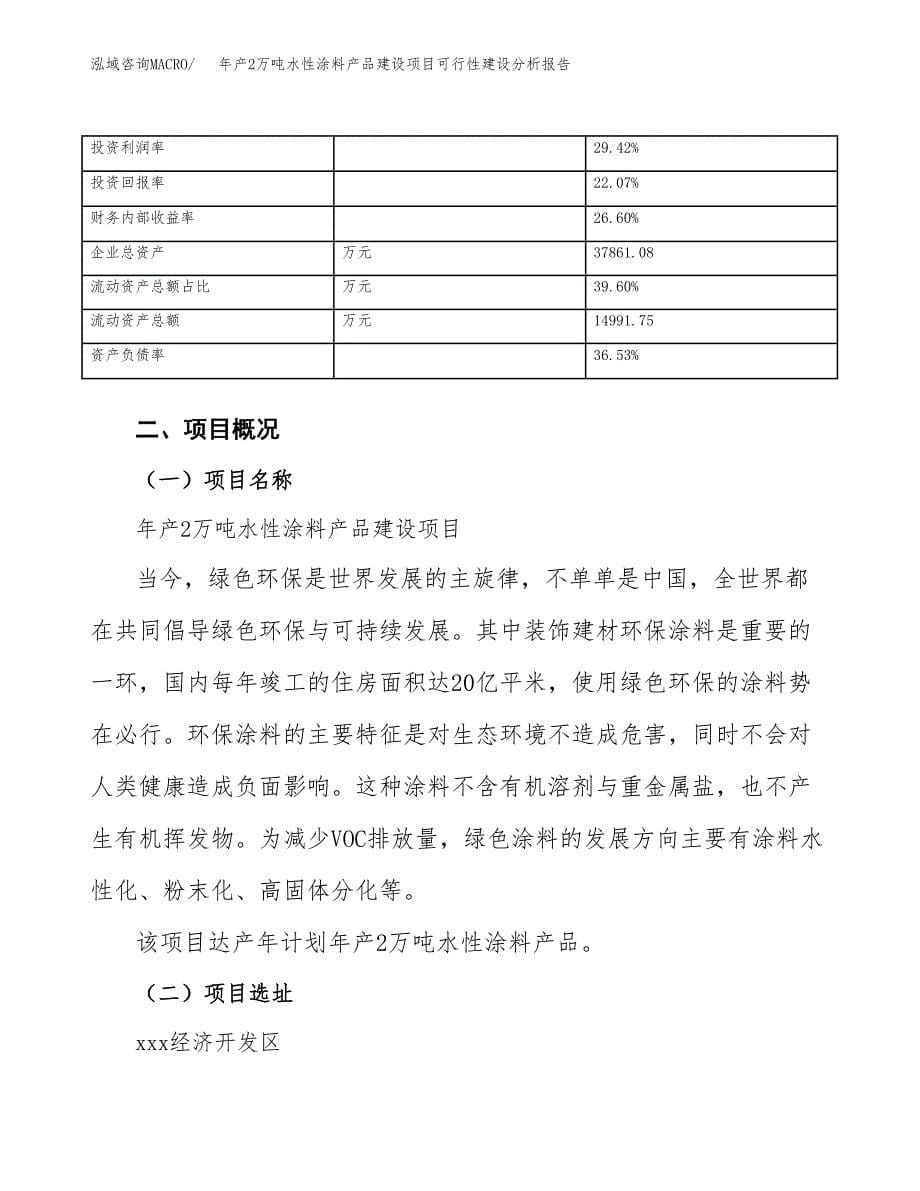 年产2万吨水性涂料产品建设项目可行性建设分析报告 (47)_第5页