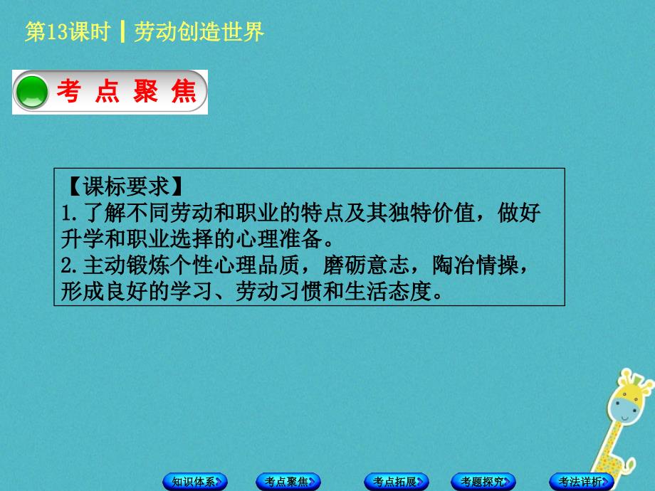 2018年中考政治 第二部分 八年级 第13课时 劳动创造世界复习课件 教科版_第3页