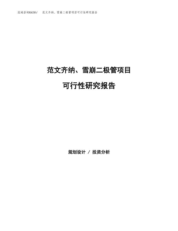 范文齐纳、雪崩二极管项目可行性研究报告(立项申请).docx