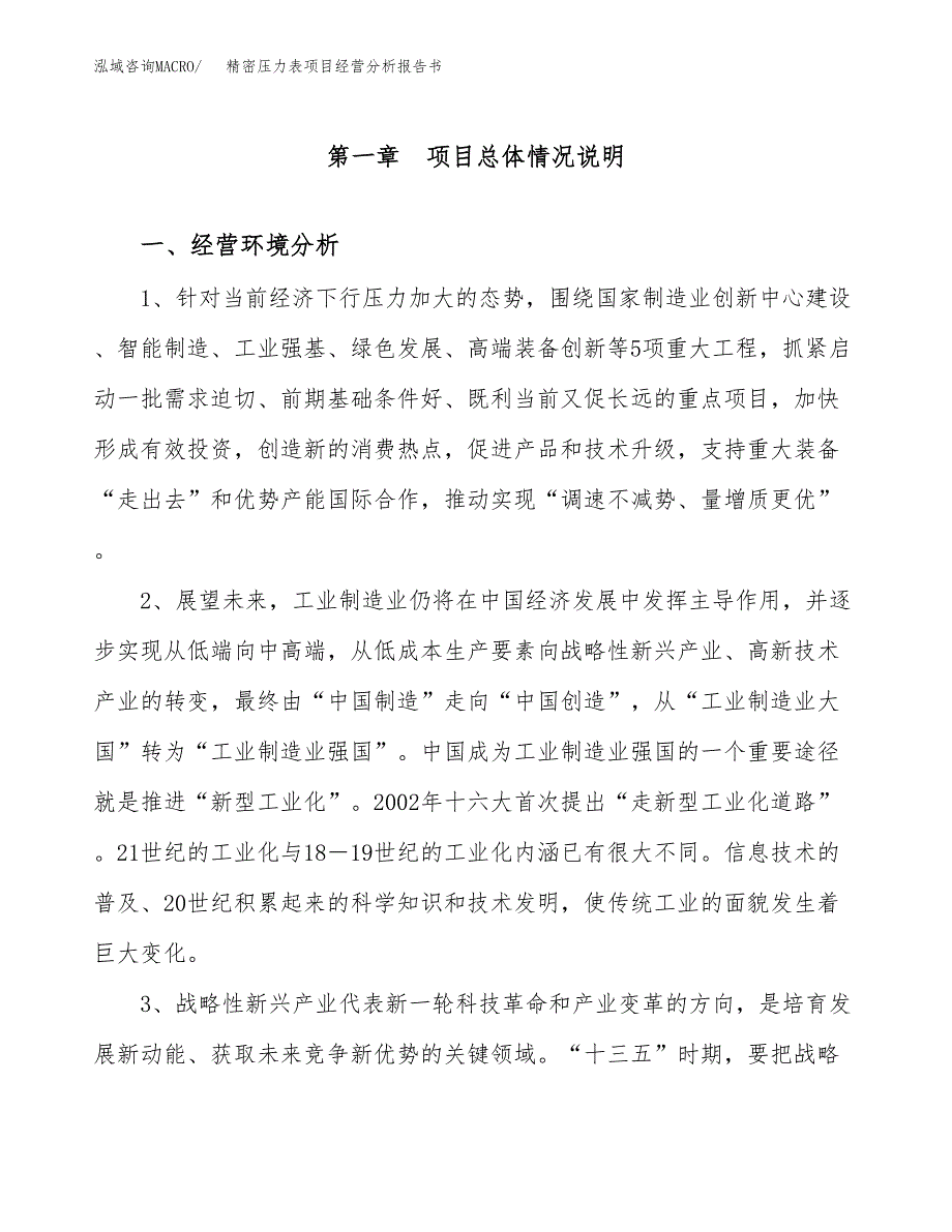 精密压力表项目经营分析报告书（总投资4000万元）（15亩）.docx_第2页