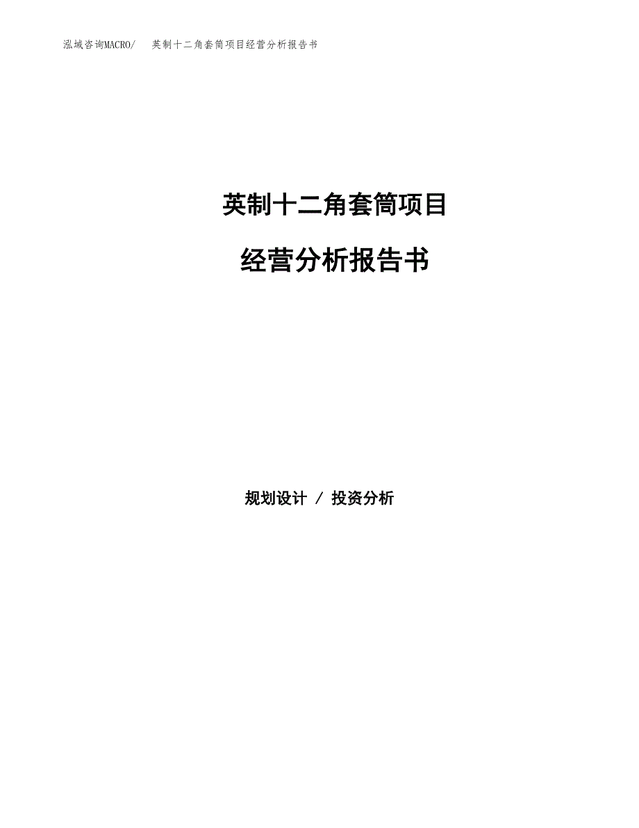 英制十二角套筒项目经营分析报告书（总投资2000万元）（11亩）.docx_第1页