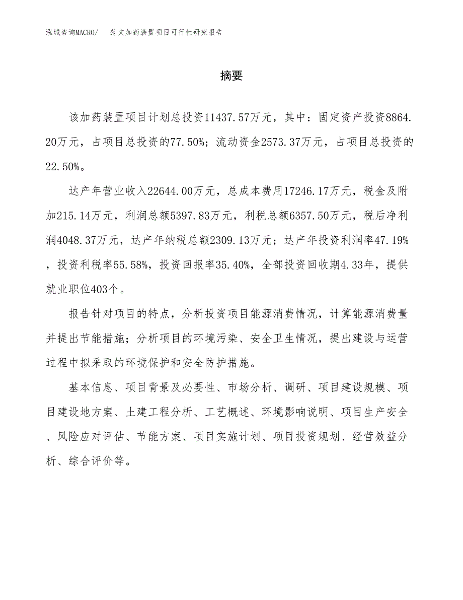 范文加药装置项目可行性研究报告(立项申请).docx_第2页