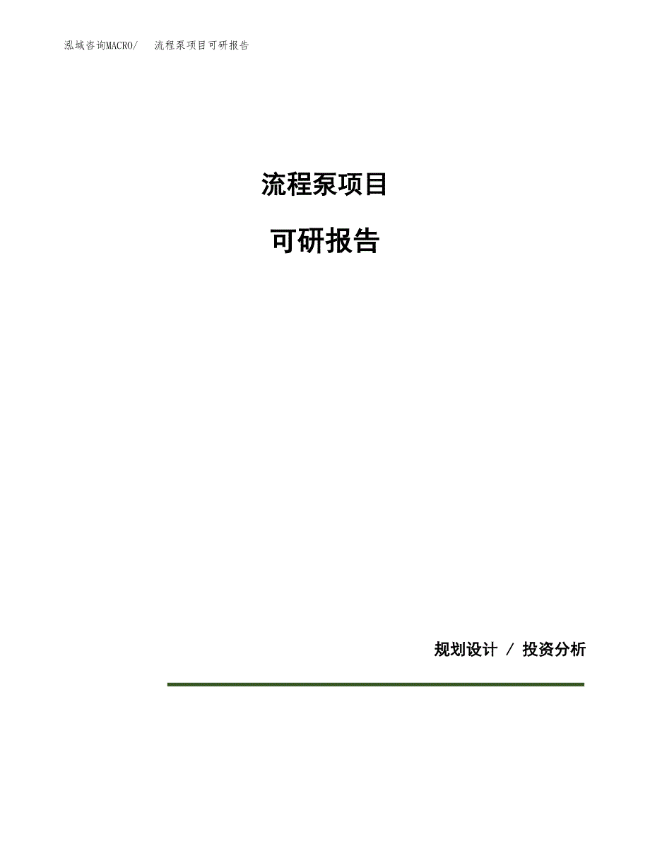 (2019)流程泵项目可研报告模板.docx_第1页