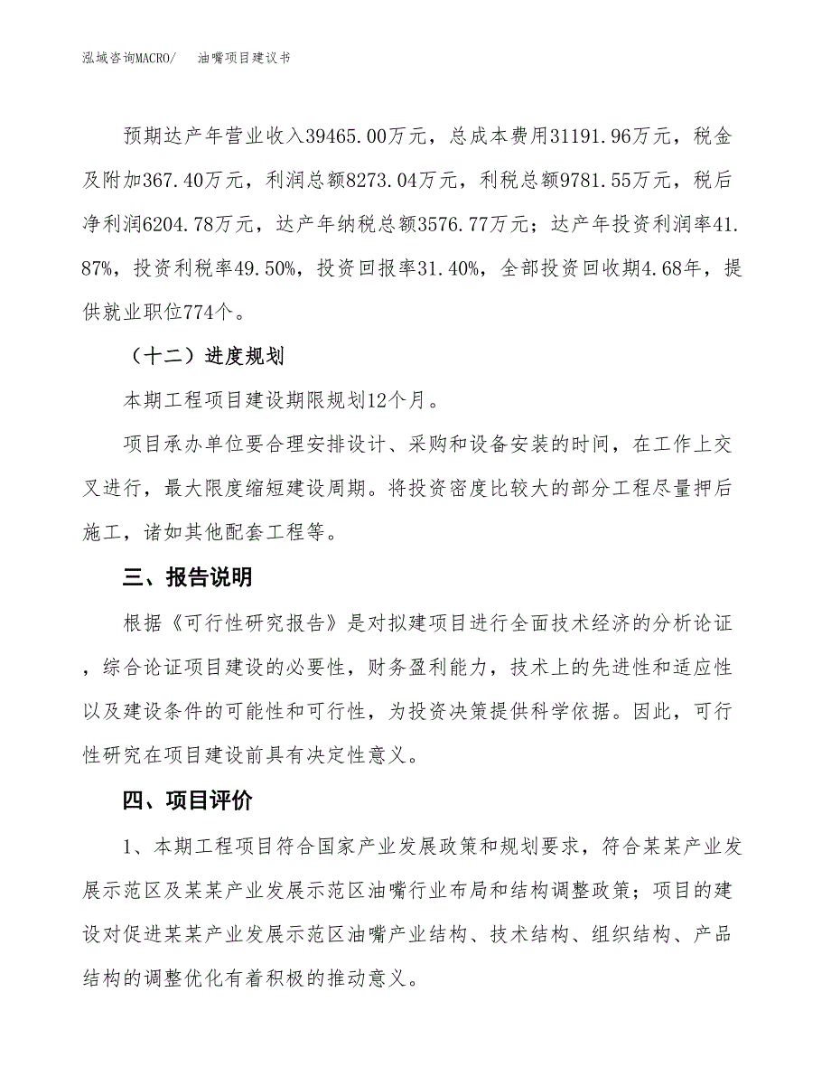 油嘴项目建议书范文模板_第4页