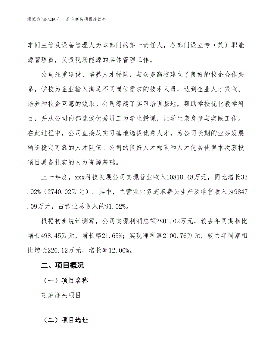 芝麻磨头项目建议书范文模板_第2页